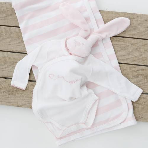 Body manga larga de la marca Beltin newborn con bordado TICO rosa