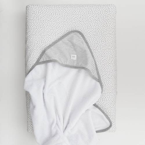Pack capa de baño en algodón 100% con estampado de rayas y funda cambiador de medida universal modelo colins