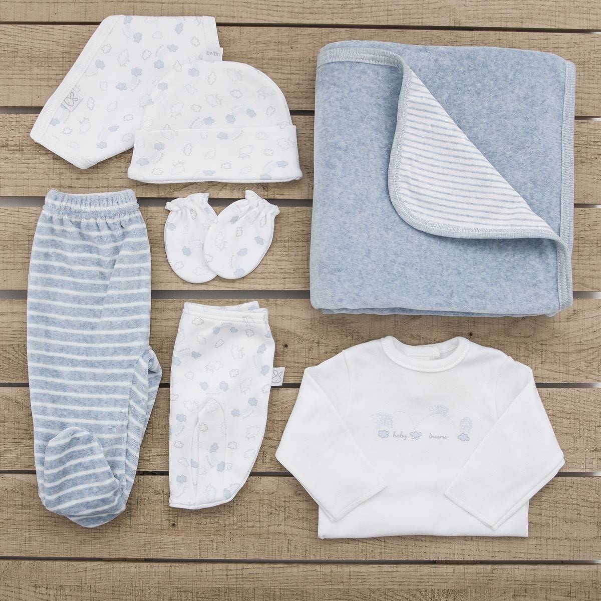 Pack de prendas para bebé recién nacido Beltin newborn BUHO GRIS