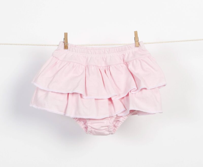 Braguita falda de volantes rosa