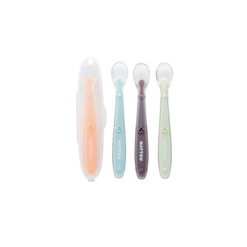 Juego 4 Cucharas Silicona y 1 caja Nattou
