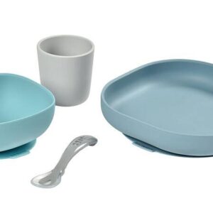 Vajilla Silicona 4 Piezas Béaba Jungle con ventosa en vol y plato