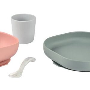 Vajilla 4 piezas Béaba Eucalyptus plato y bol con ventosa